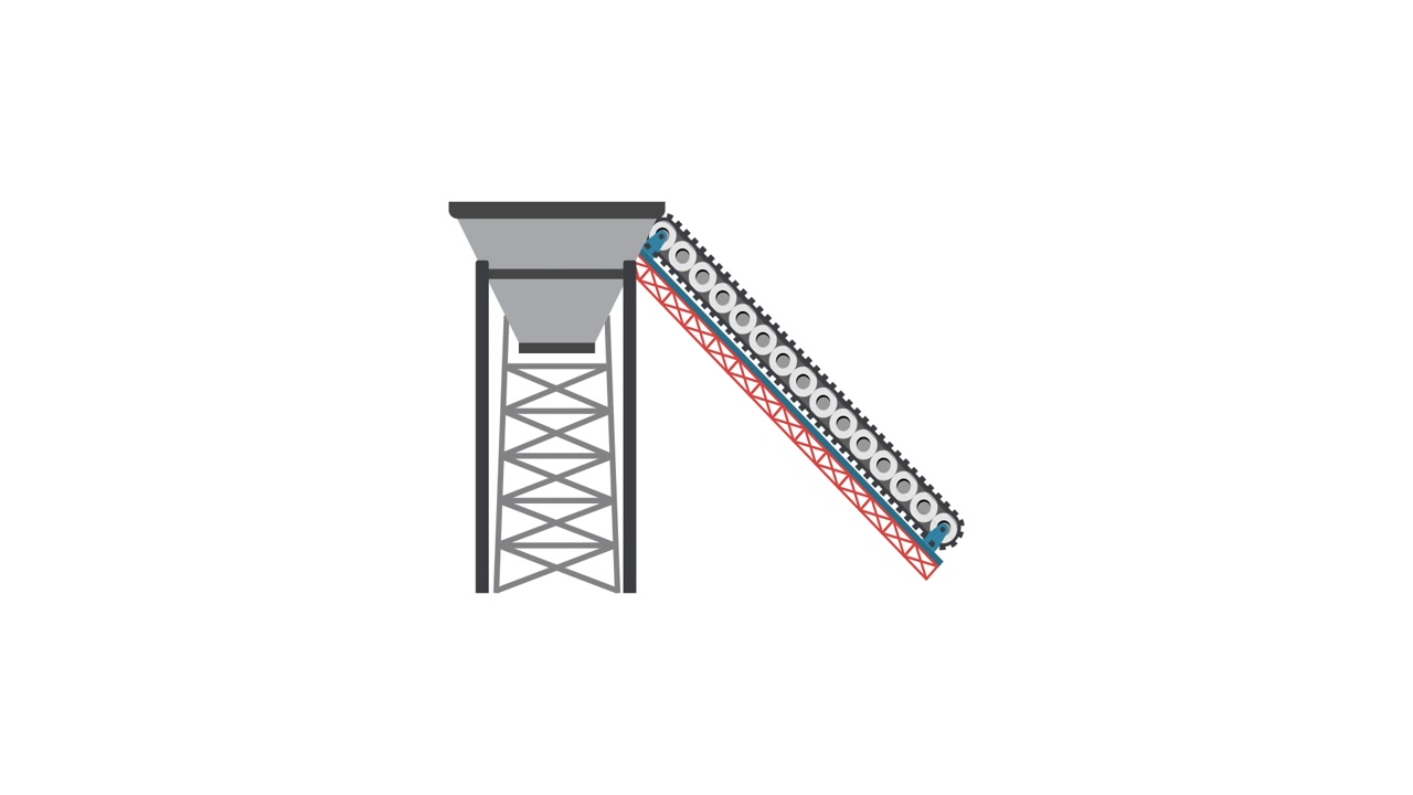 Animated Construction of an Industrial Conveyor Belt System