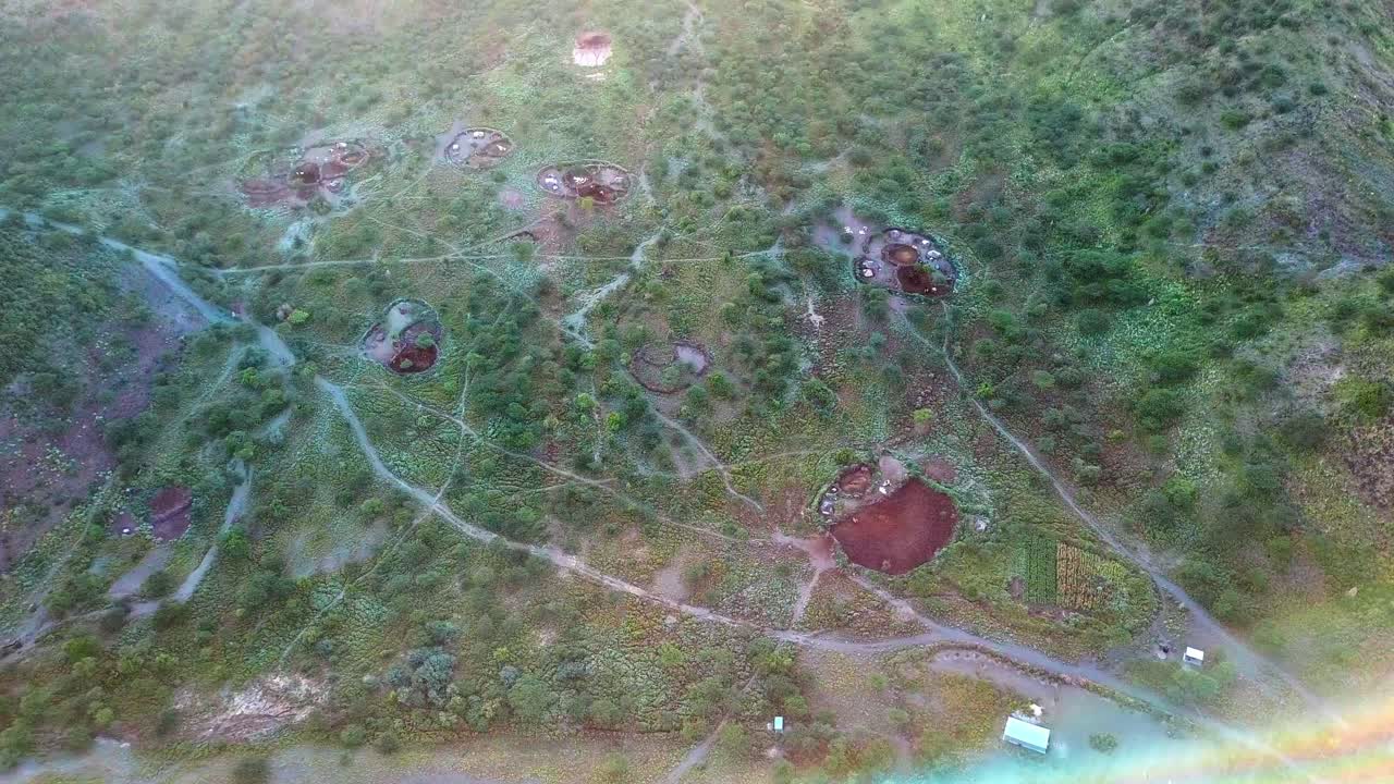 Aerial View Of Masai Manyatta In Tanzania During Daytime - drone shot