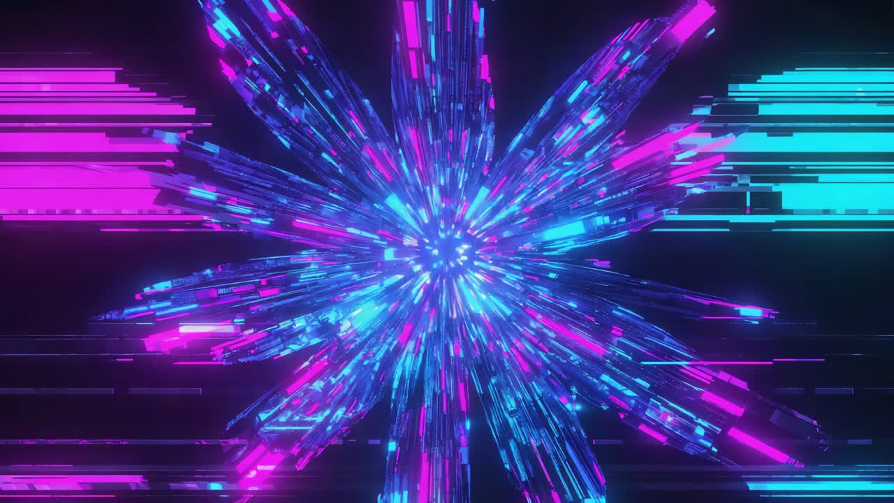 Abstract Neon Light Burst Background