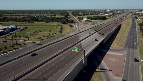 aerial journey with perspective over interstate 69c near the city of mcallen, texas, on a calm saturday morning
