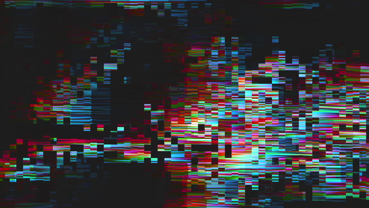Glitch and noise television defects with artifacts on black texture