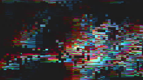 Glitch--Und-Rauschfehler-Im-Fernsehen-Mit-Artefakten-Auf-Schwarzer-Textur