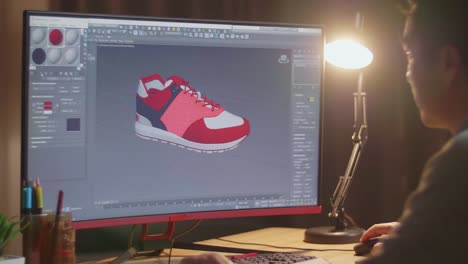 3d modeling of sneakers on a computer
