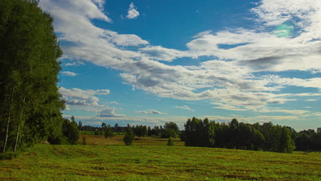 Beruhigender-Zeitraffer-Der-Natur:-Wolken-Ziehen-über-Einer-Ruhigen-Grünen-Landschaft