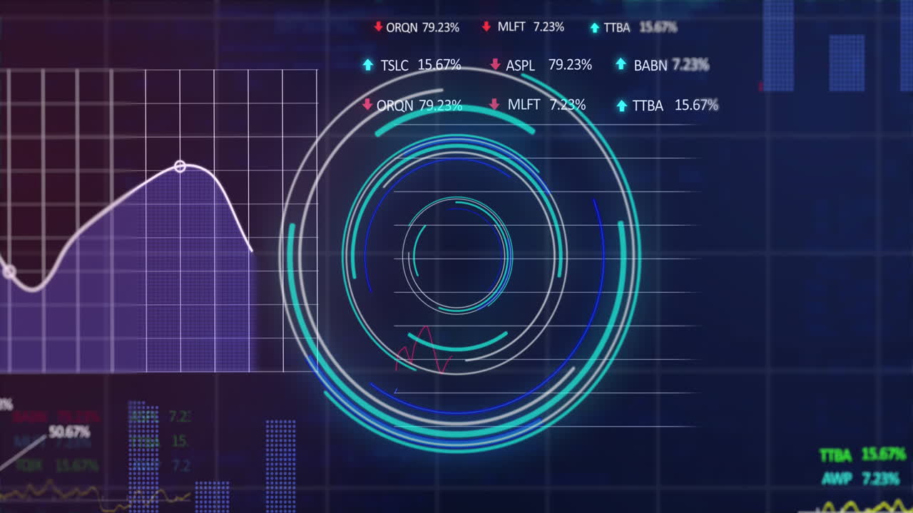 Animation of scope scanning and data processing over blue background