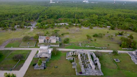 Archeological-zone-tulum-mexico,-caribbean-sea,-beach,-aerial-view