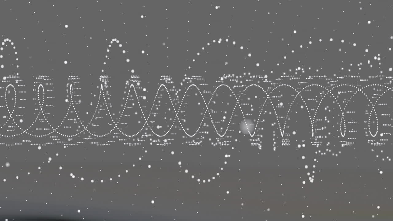 Animating waveform and particle motion over gray background