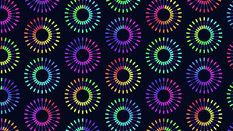 glowing circles vibrant seamless pattern on black background