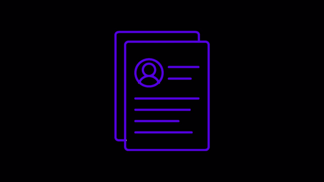 Animated Purple Outline of a Resume or Profile Document