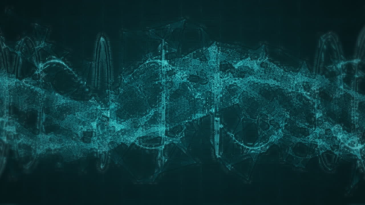 Animation of brain with scientific texts on black background