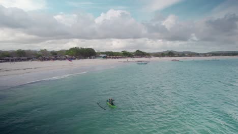 aerial view of pristine white beach clean ocean water in lombok island indonesia