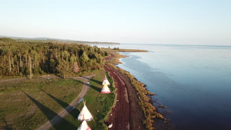 Tent-by-the-St-Laurence-shore-in-Gaspesie-Quebec-Canada