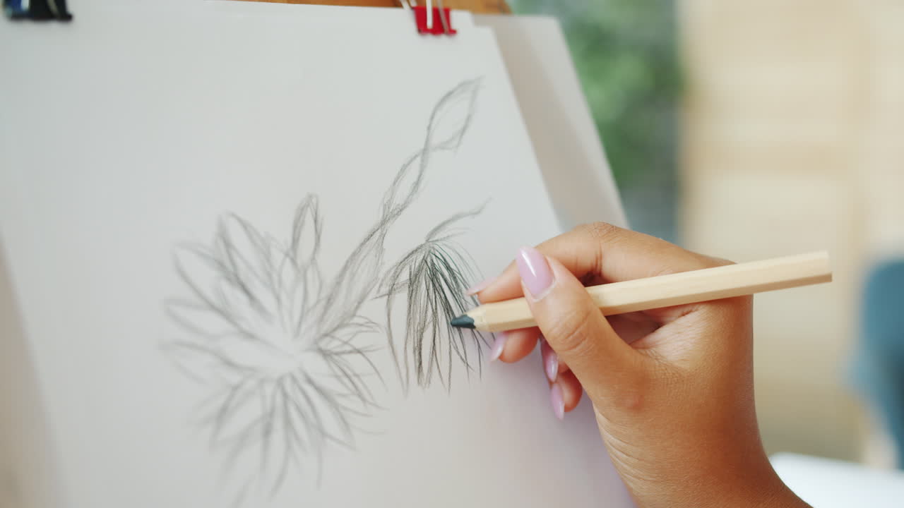 Hand drawing a flower sketch