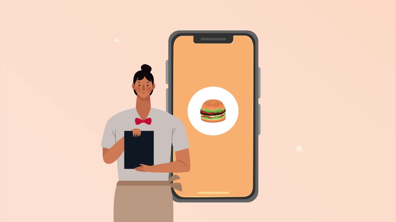 animación de tecnología de servicio de entrega de alimentos