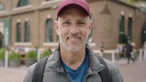 portrait of mature attractive caucasian man smiling optimistic enjoying travel vacation