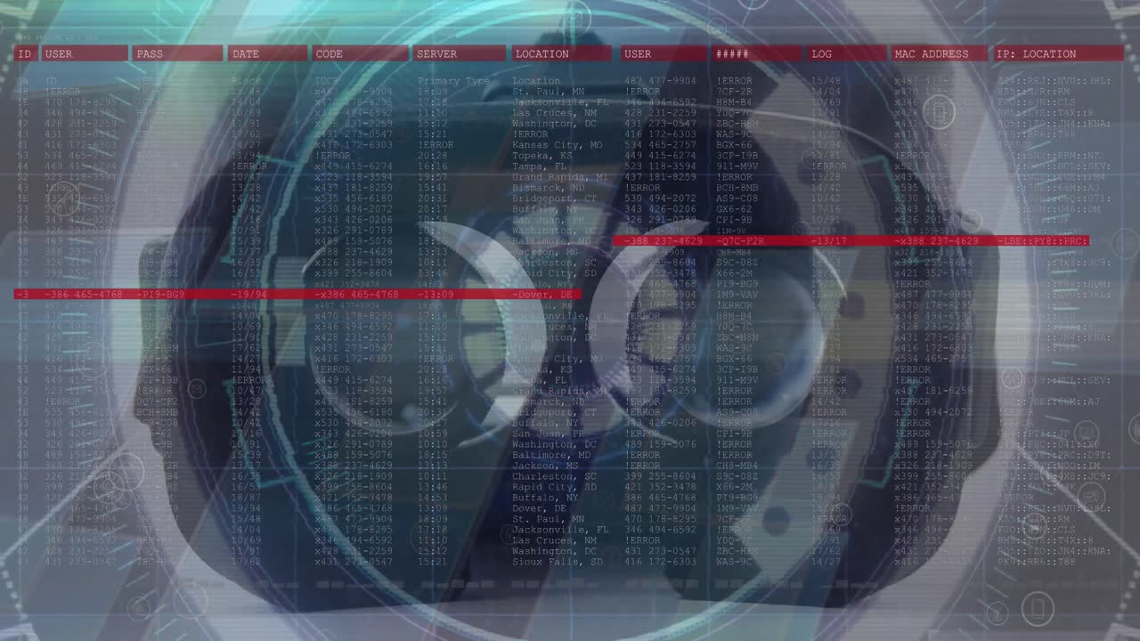 animación del escaneo del alcance con glitch y auricular vr