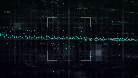 animation of financial data processing over dark background