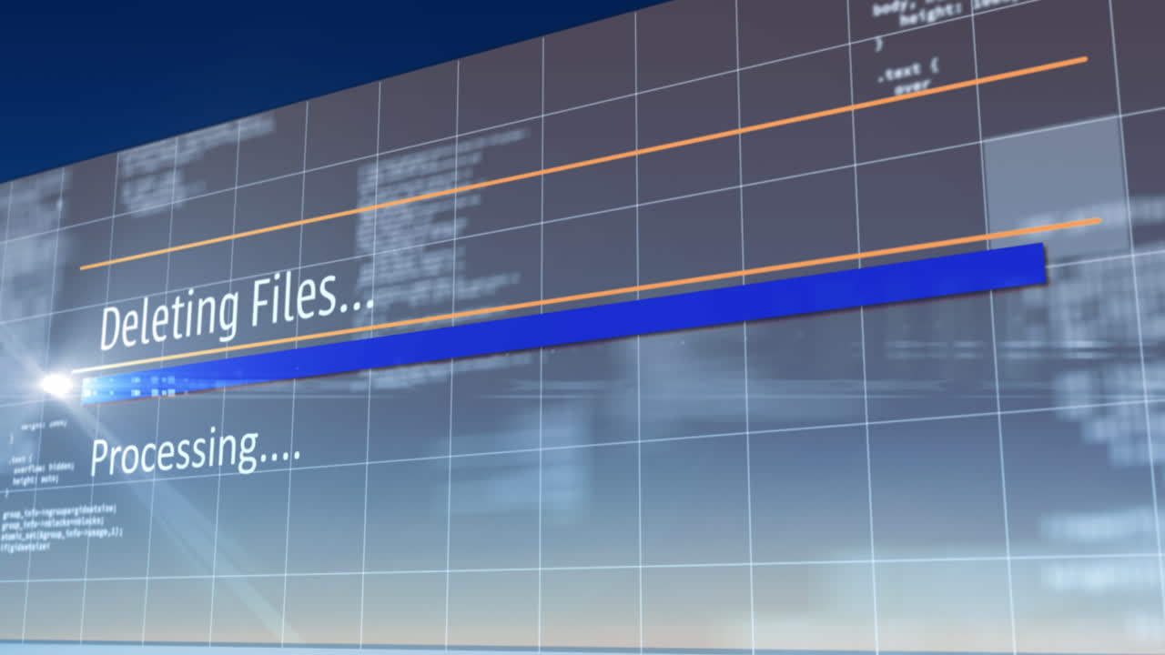 파란색 배경에 있는 데이터 처리의 애니메이션