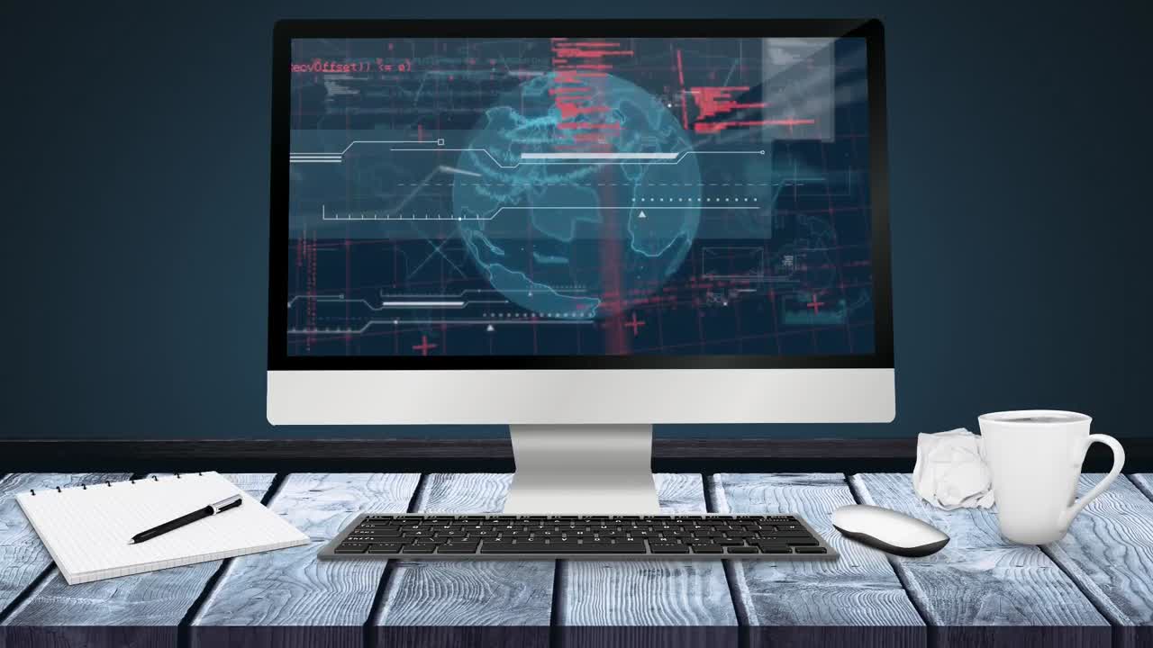 animación del procesamiento de datos en la oficina