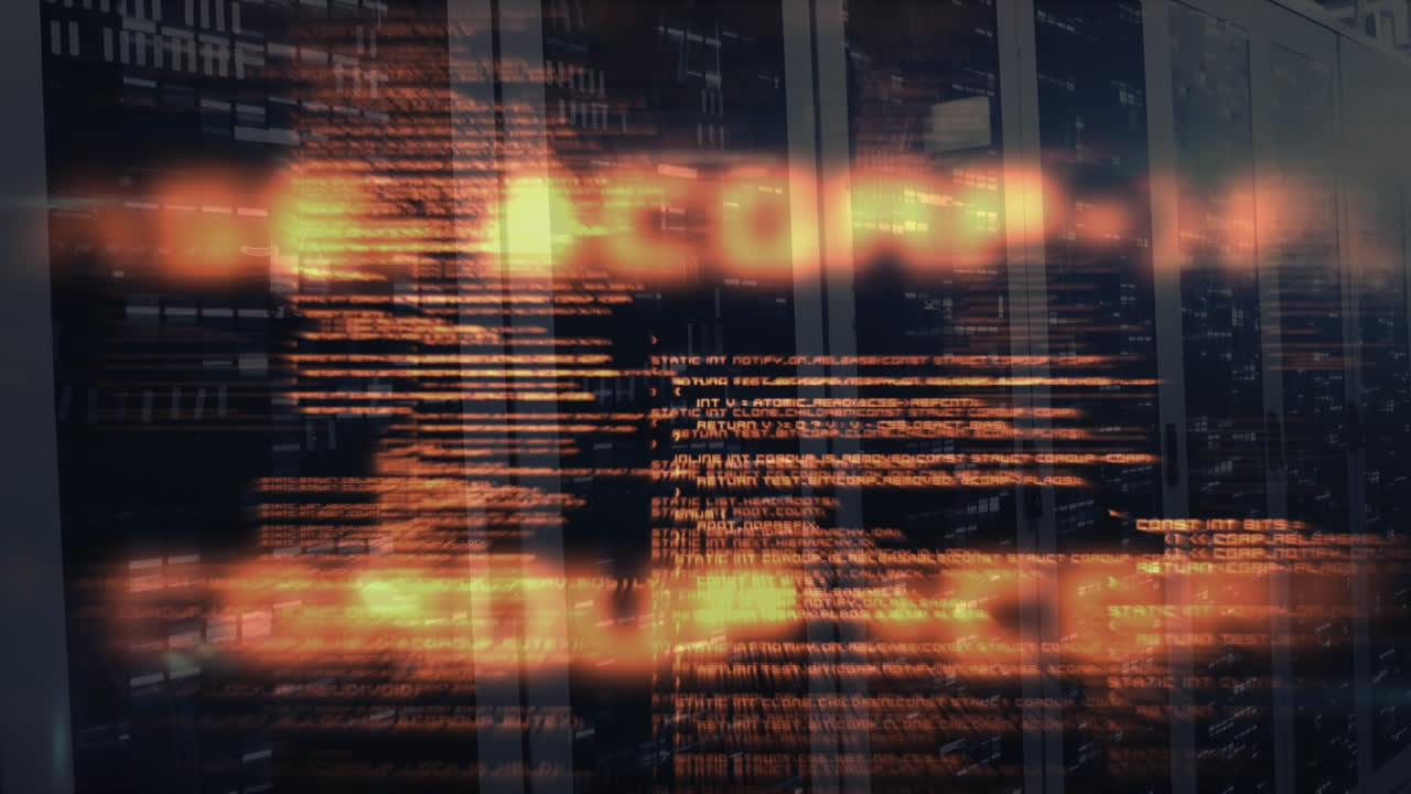 animación del procesamiento de datos a través de servidores informáticos