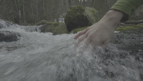 hand in a mountain stream