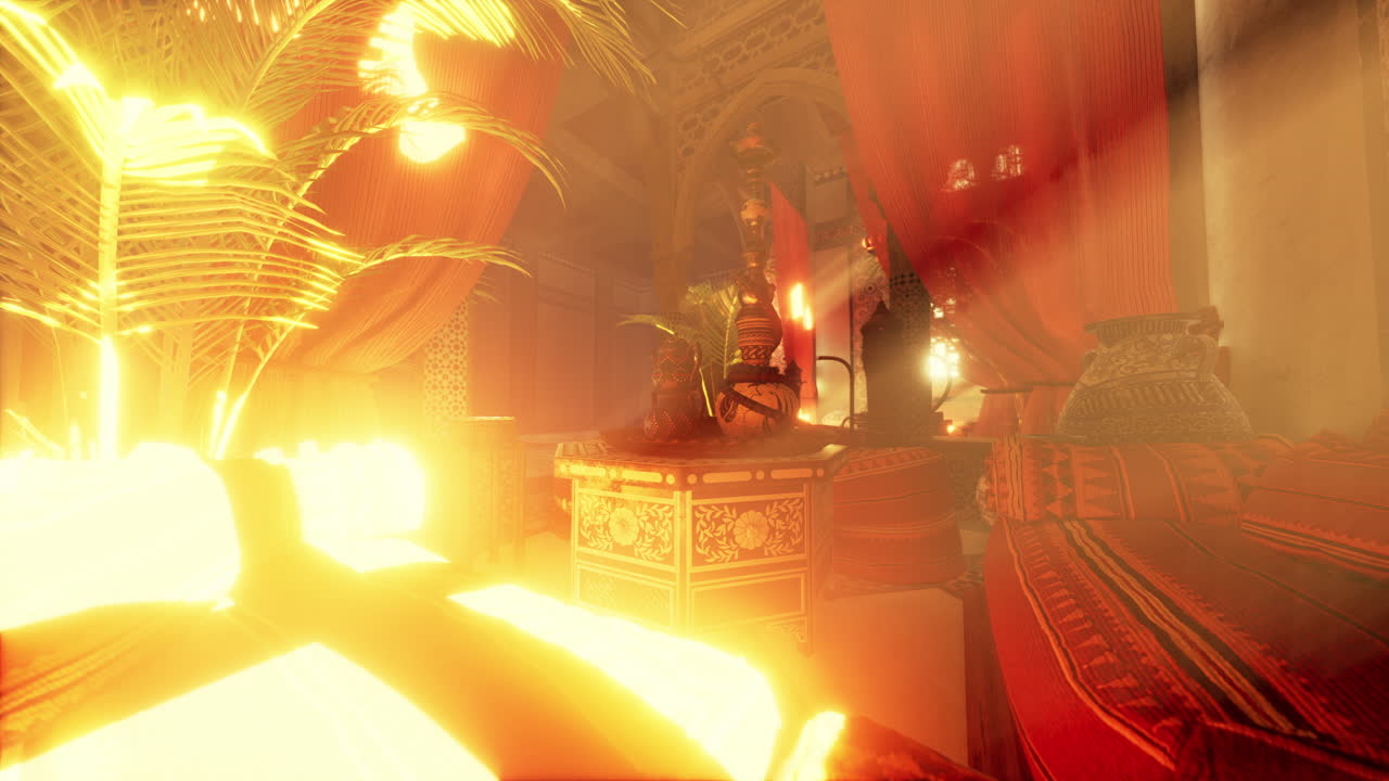 호카와 불이 있는 모로코식 거실