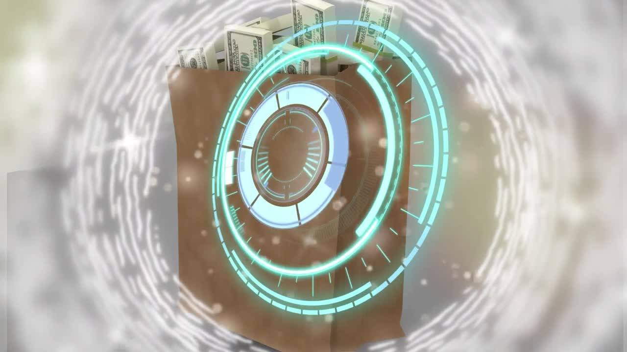 animación del círculo de carga sobre la billetera con dinero