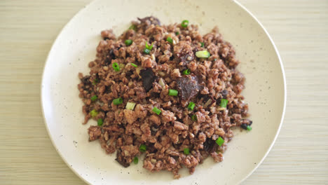 stir-fried chinese olives with minced pork - asian food style