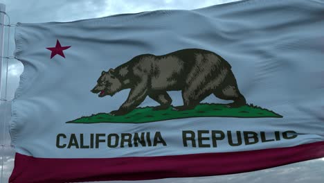 usa and california mixed flag waving in wind. california and usa flag on flagpole