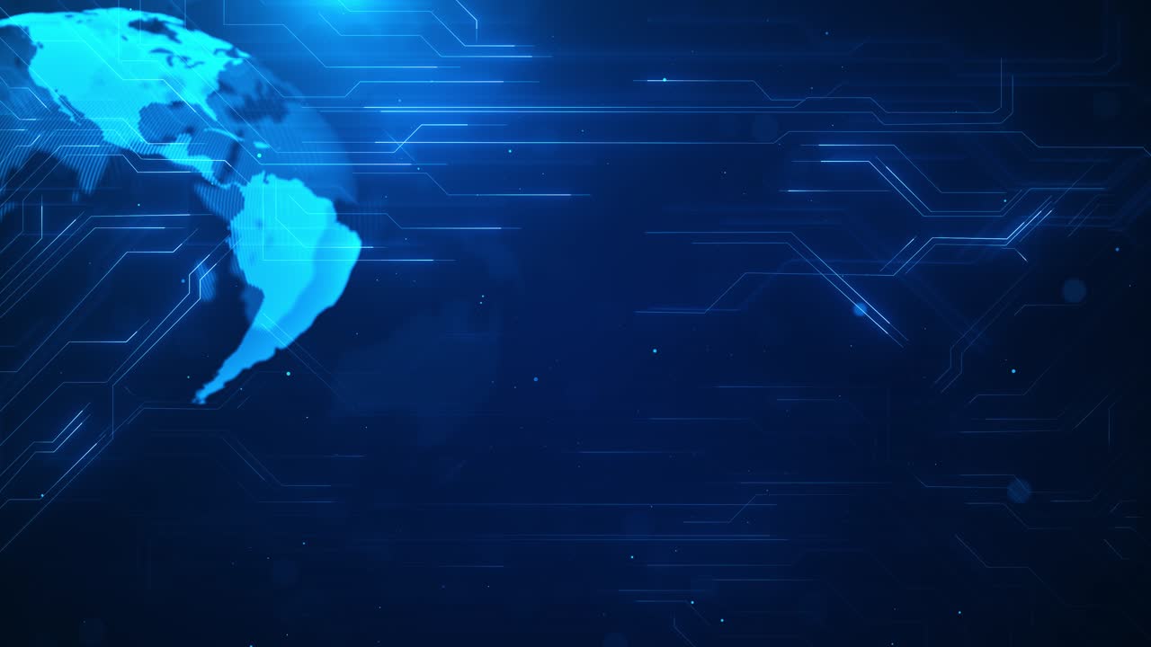 Digital technology world map animation big data technology business concept futuristic web links