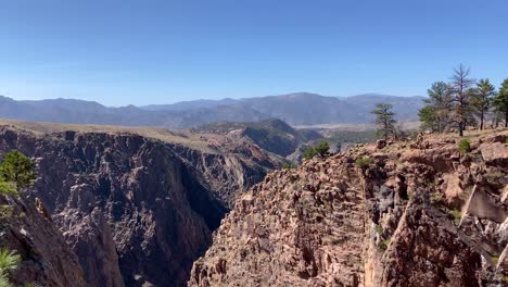 Arkansas-River-canyon-cliffs-panorama,-Royal-Gorge-in-Rocky-Mountains,-Colorado