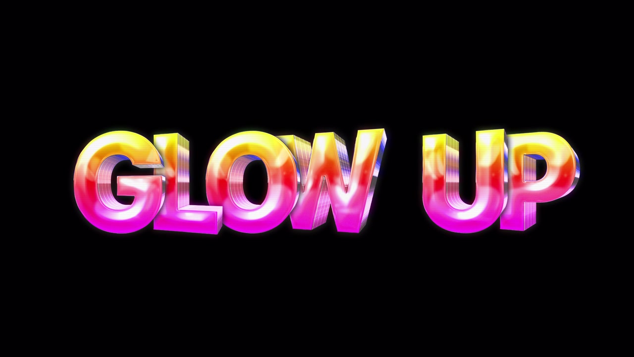 Colorful Neon 'Glow Up' Text Animation on Black Background