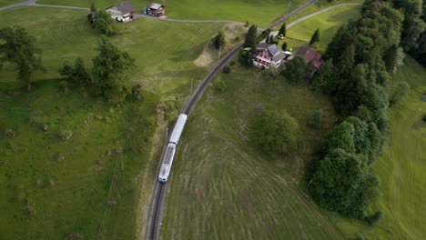 The-train-in-Arth,-a-town-in-Schwyz-District-in-Switzerland