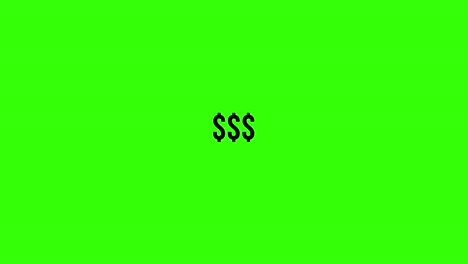 black dollar symbols animate on green screen