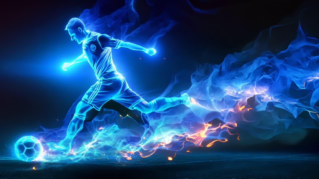 Glowing Soccer Player in Motion