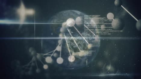 Animation-Der-3D-DNA-Strangspinnen-Und-Datenverarbeitung-über-Den-Globus