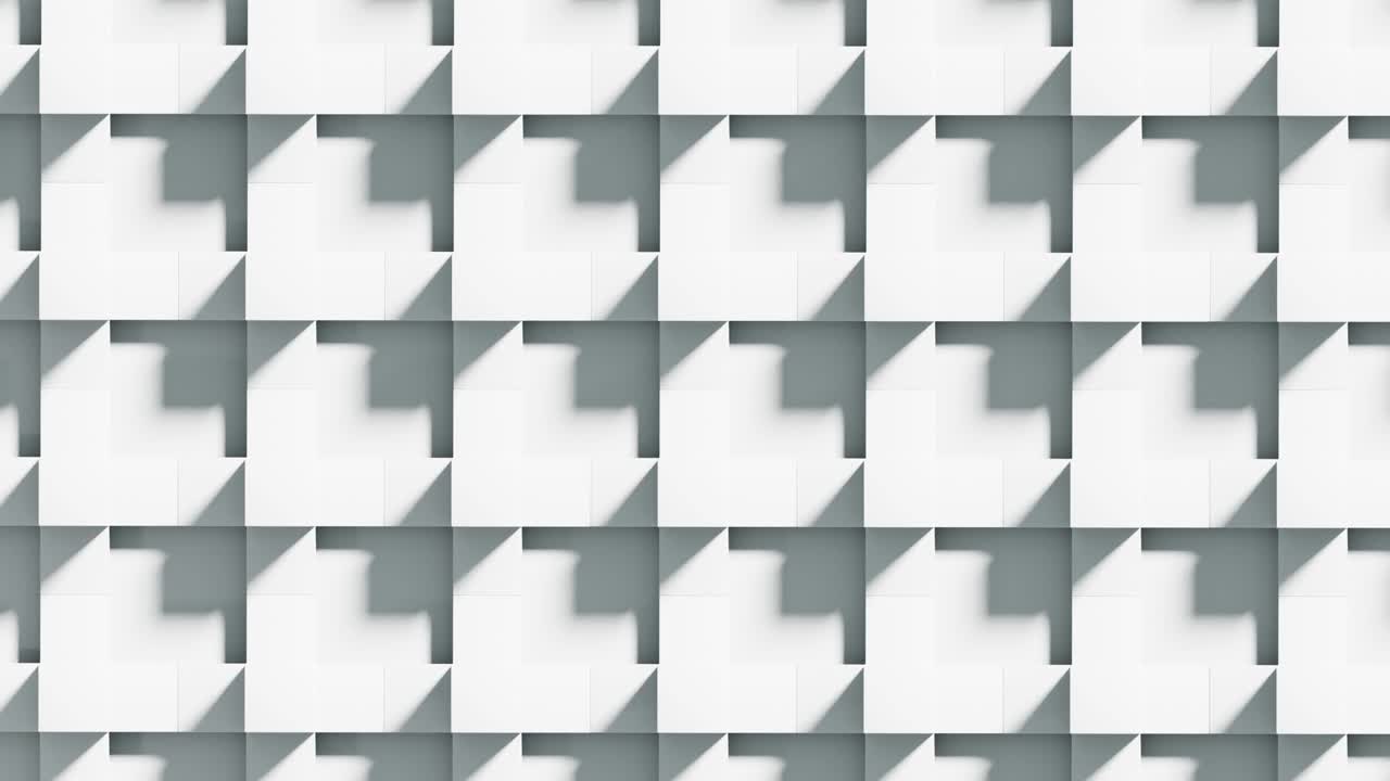 Moving white cubes background. 3D rendering animation.  Business, science, technology concept