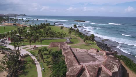 droning past punta escabron towards old san juan, puerto rico