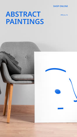 abstract paintings displayed in a modern interior