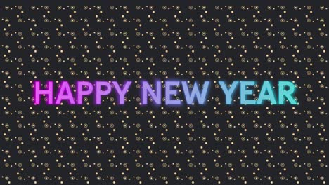 animation of happy new year text over green fireworks