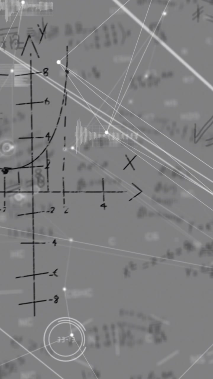 Abstract Digital Network Over Mathematical Equations and Graphs