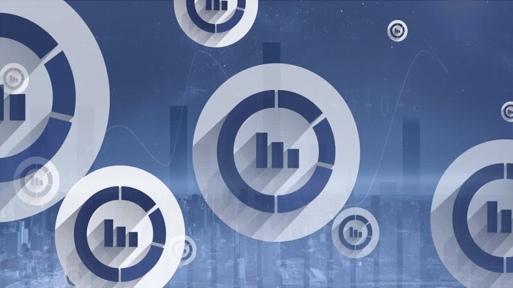 Animation of network of connections with icons over cityscape