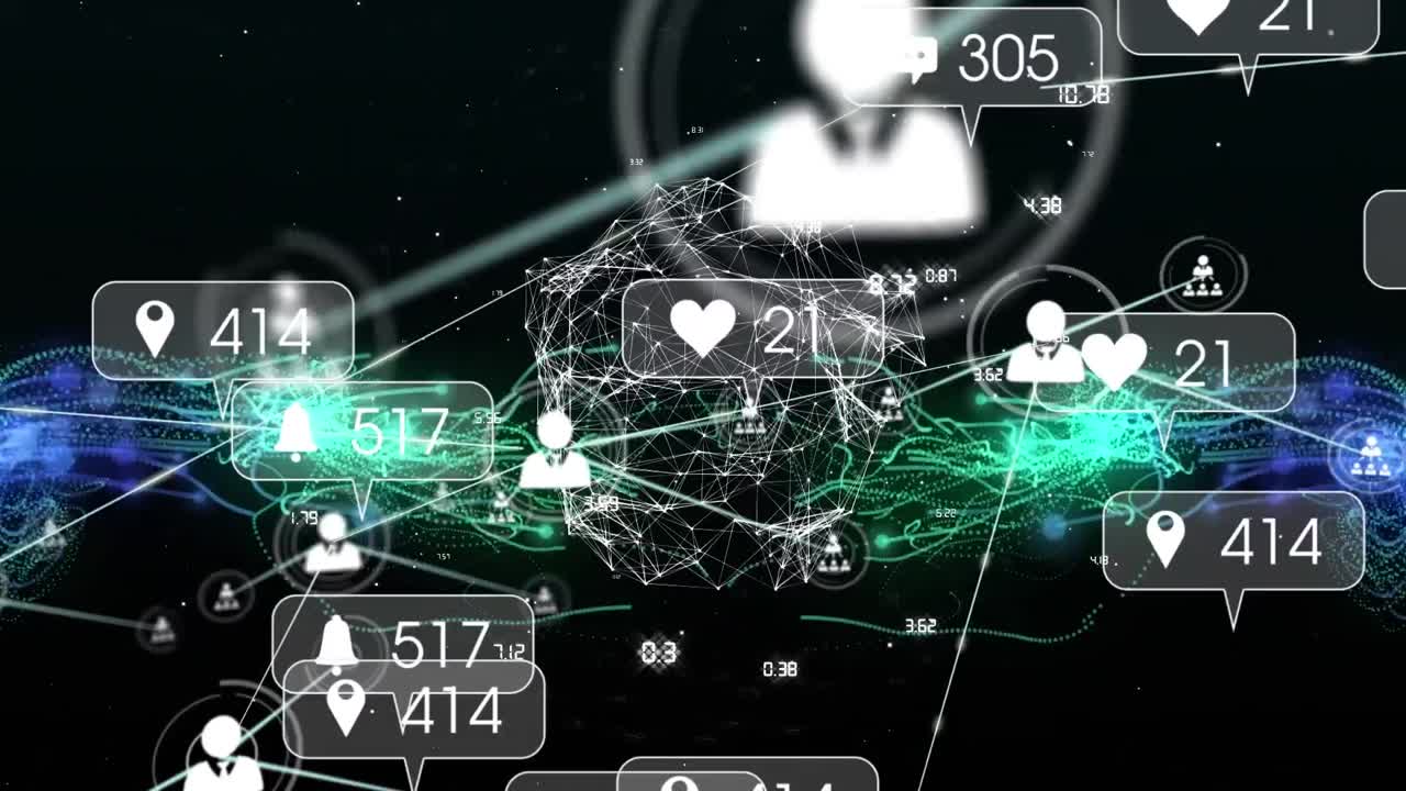 미디어 아이콘의 애니메이션과 다채로운 모양의 데이터 처리