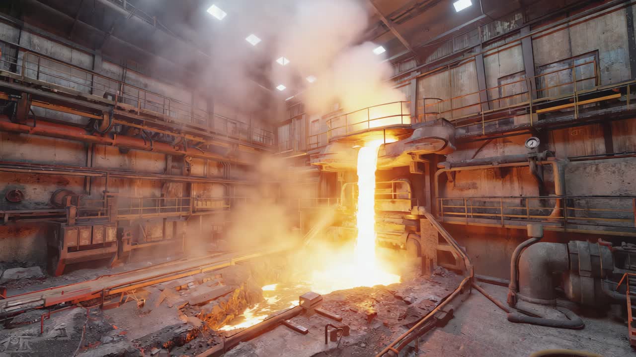 Industrial Foundry with Molten Metal Pouring