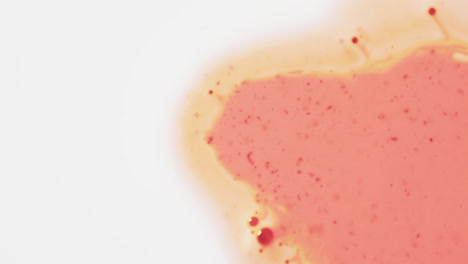 video de primer plano de tinta roja y amarilla en el agua con espacio para copiar