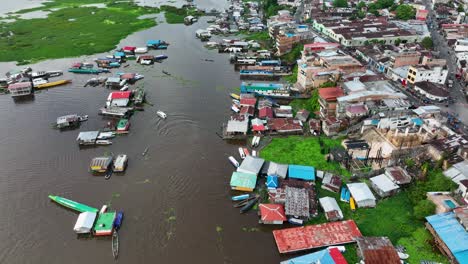 Aerial-view-of-Iquitos,-Peru,-also-known-as-the-Capital-of-the-Peruvian-Amazon