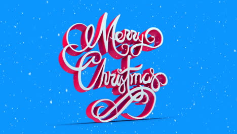 animation of snow falling over merry christmas banner against blue background