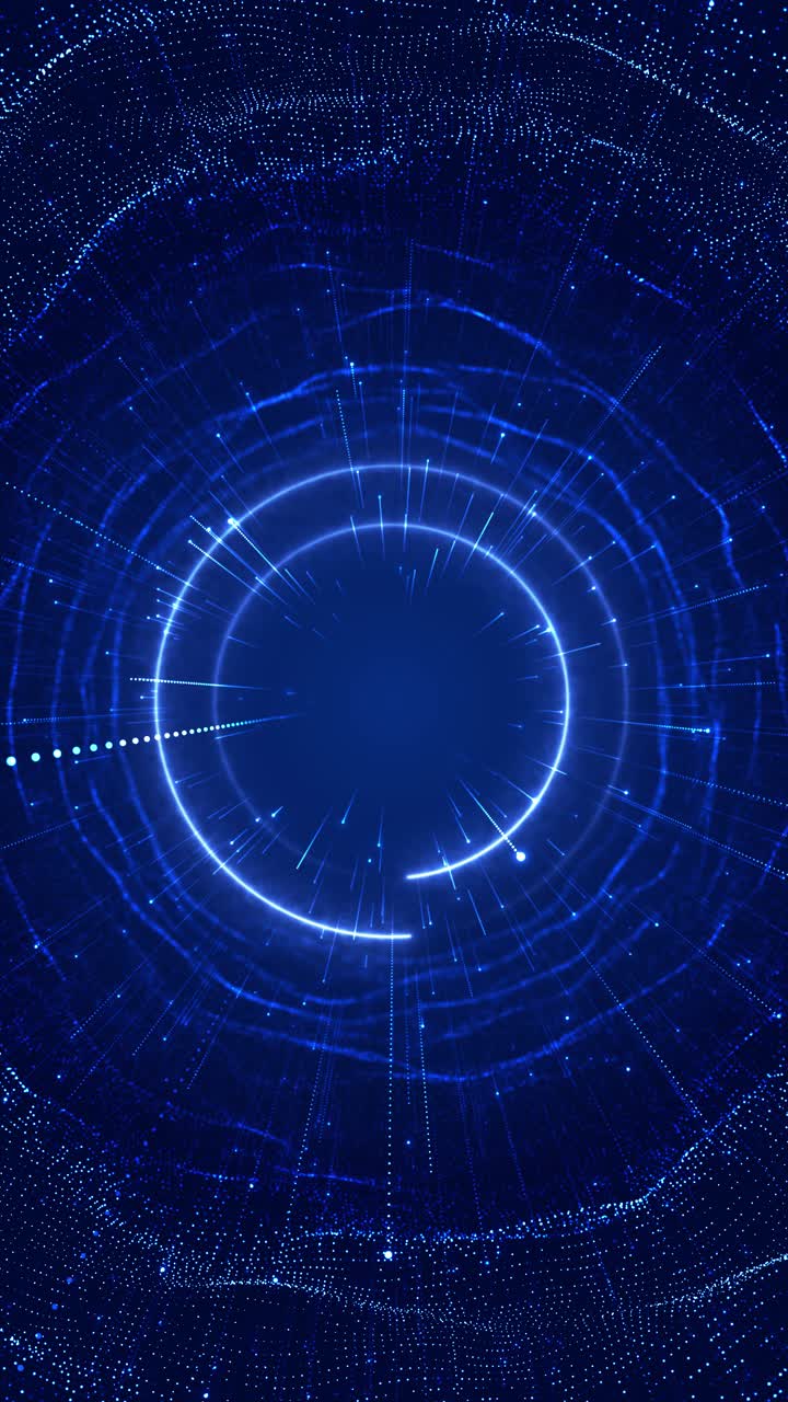 Abstract glowing blue light circle loading radio waves animation background radial abstract laser