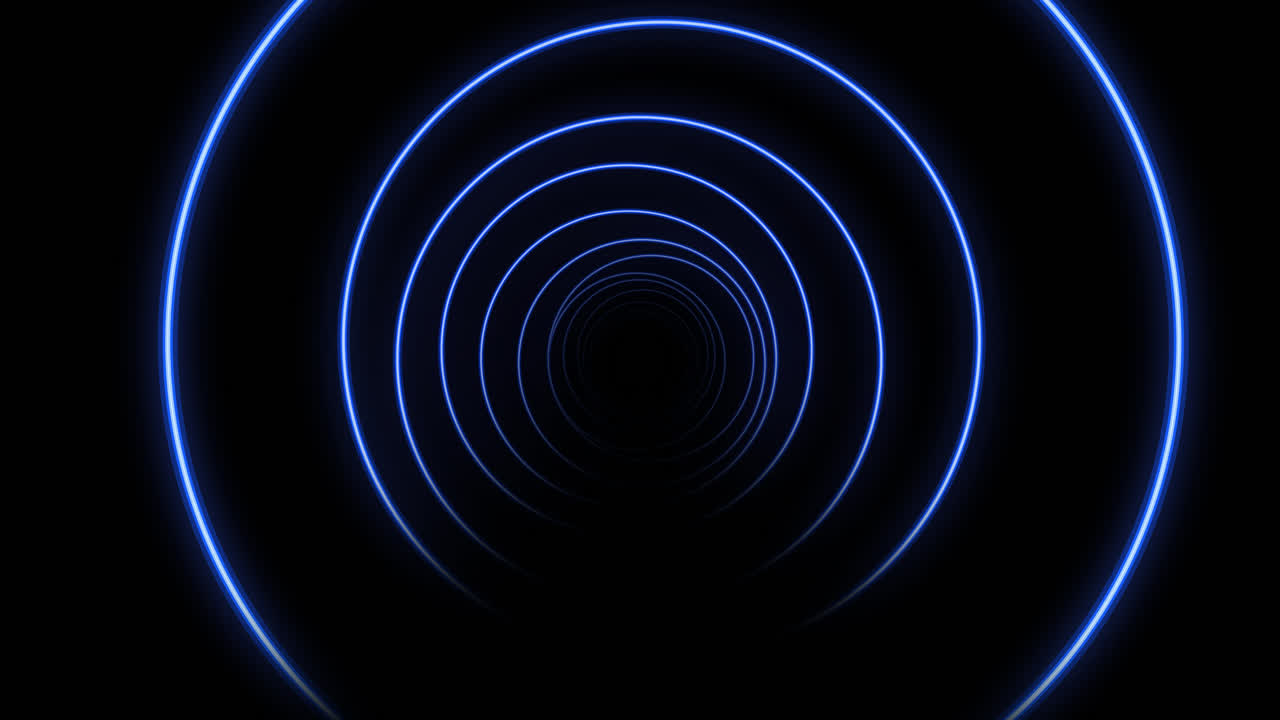 Neon Blue Circle Tunnel
