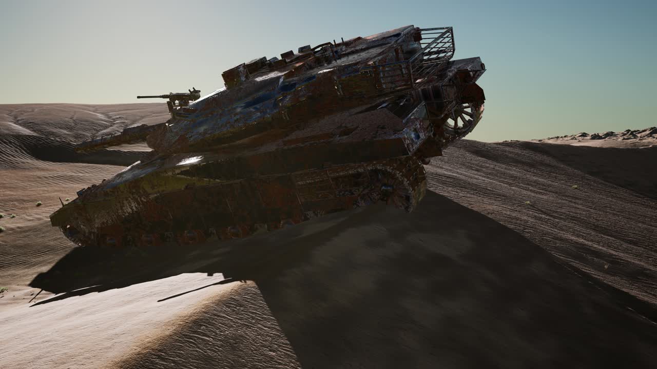 Vecchio carro armato arrugginito nel deserto